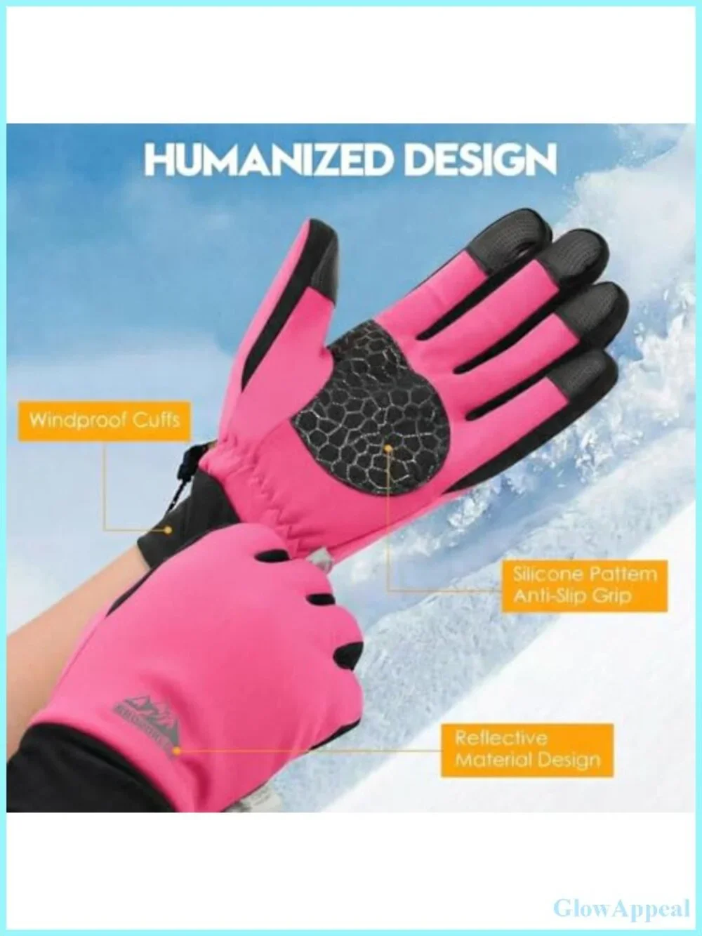 Winter Gloves with 3M Thermal Insulation, Lycra Fabric, Touchscreen, Anti-Slip